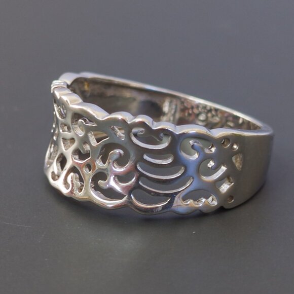 Sterling Openwork Scroll Band — Size 8 - Picture 7 of 13